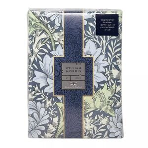 WILLIAM MORRIS England KING Cotton Sateen Chrysanthemum Sea Blue Duvet Cover Set
